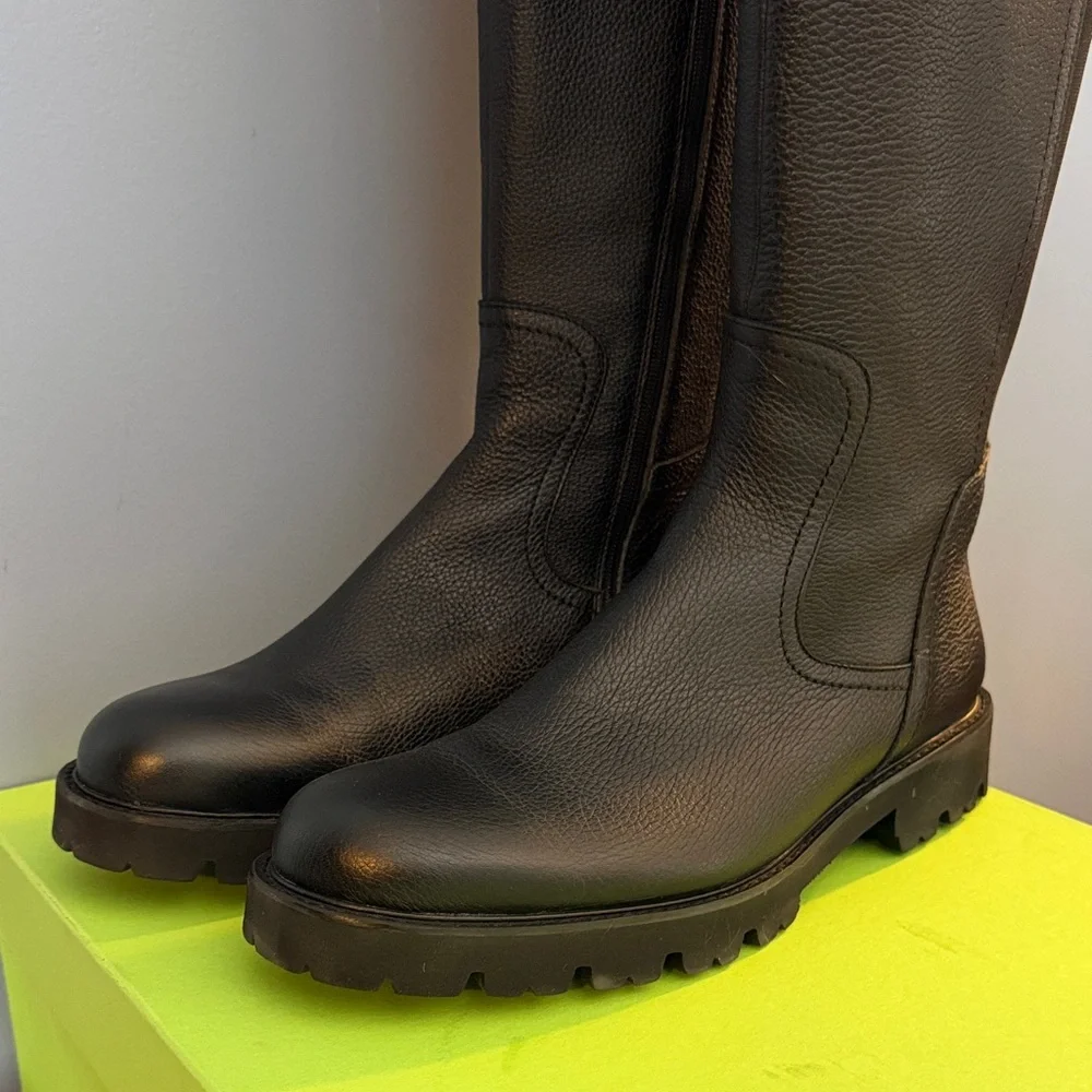 Black Leather Knee-High Boots Size 39 Pascucci 972 T Made in Italy Extra light